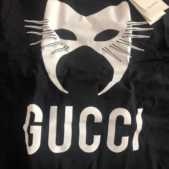 Gucci Oversized Jersey Mask Printed Cotton T-Shirt in Black - Picture 1 of 2
